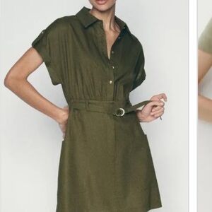 Zara Khaki Belted Mini Dress